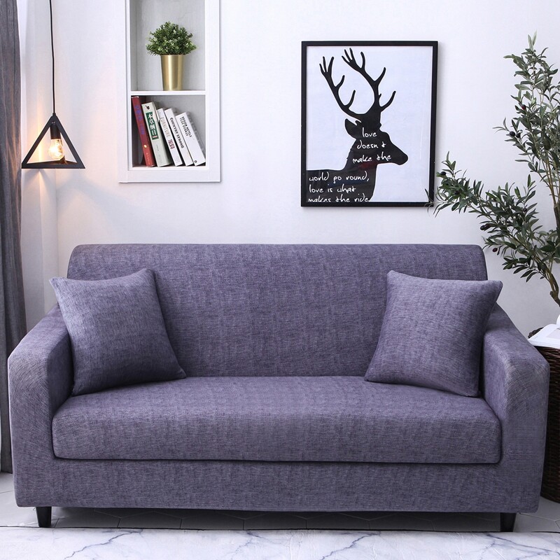 

1pc Solid Stretchy Sofa Cover, Grey