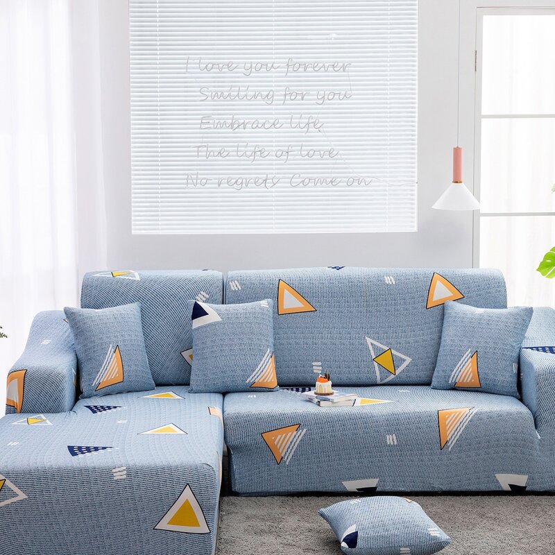 

1pc Triangle Pattern Stretchy Sofa Cover, Blue