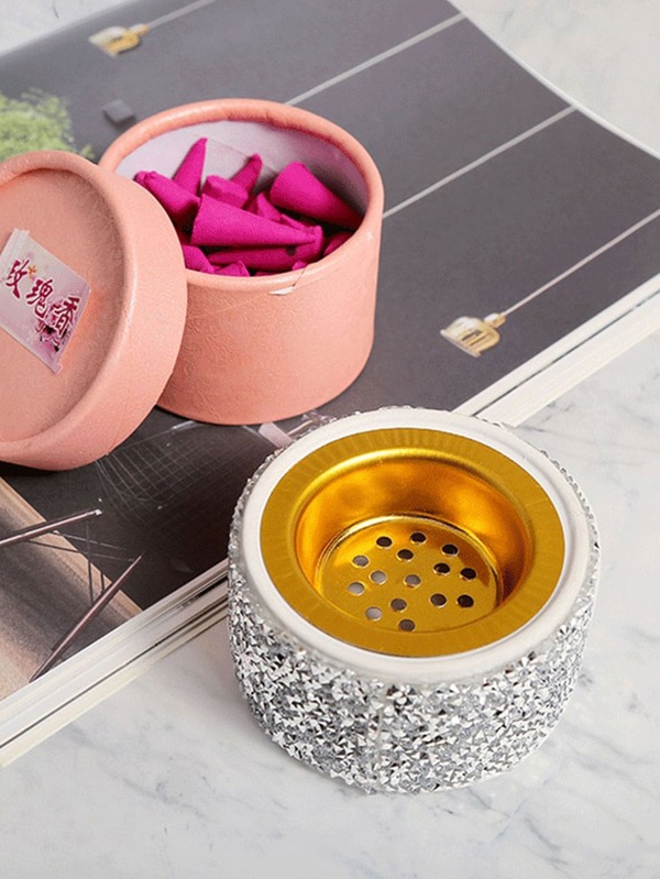 1pc Rhinestone Decor Ceramic Incense Burner SHEIN USA