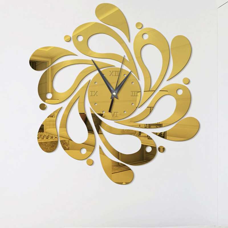 

1pc Flower Design Mirror Surface Wall Clock, Multicolor