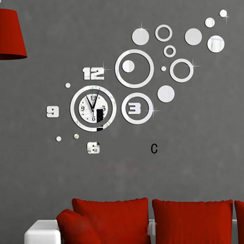 

1pc Circle Mirror Surface Wall Clock, Multicolor