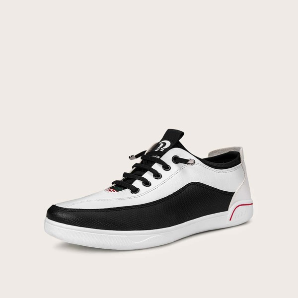 

Men Two Tone Lace-up Sneakers, Black and white
