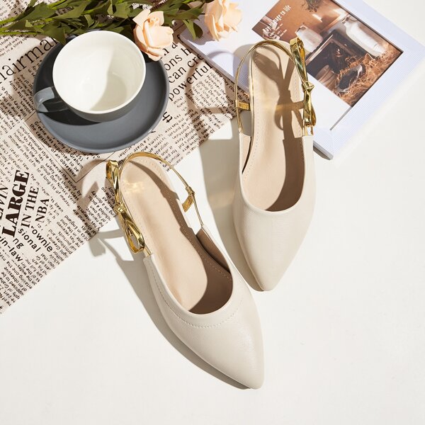 

Bow Decor Slingback Flats, Apricot