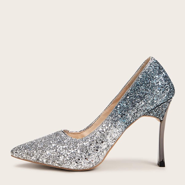 

Glitter Point Toe Stiletto Heels, Silver