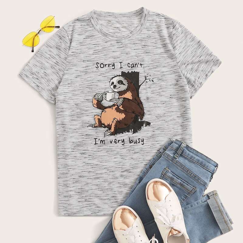 

Cartoon Graphic Tee, Grey