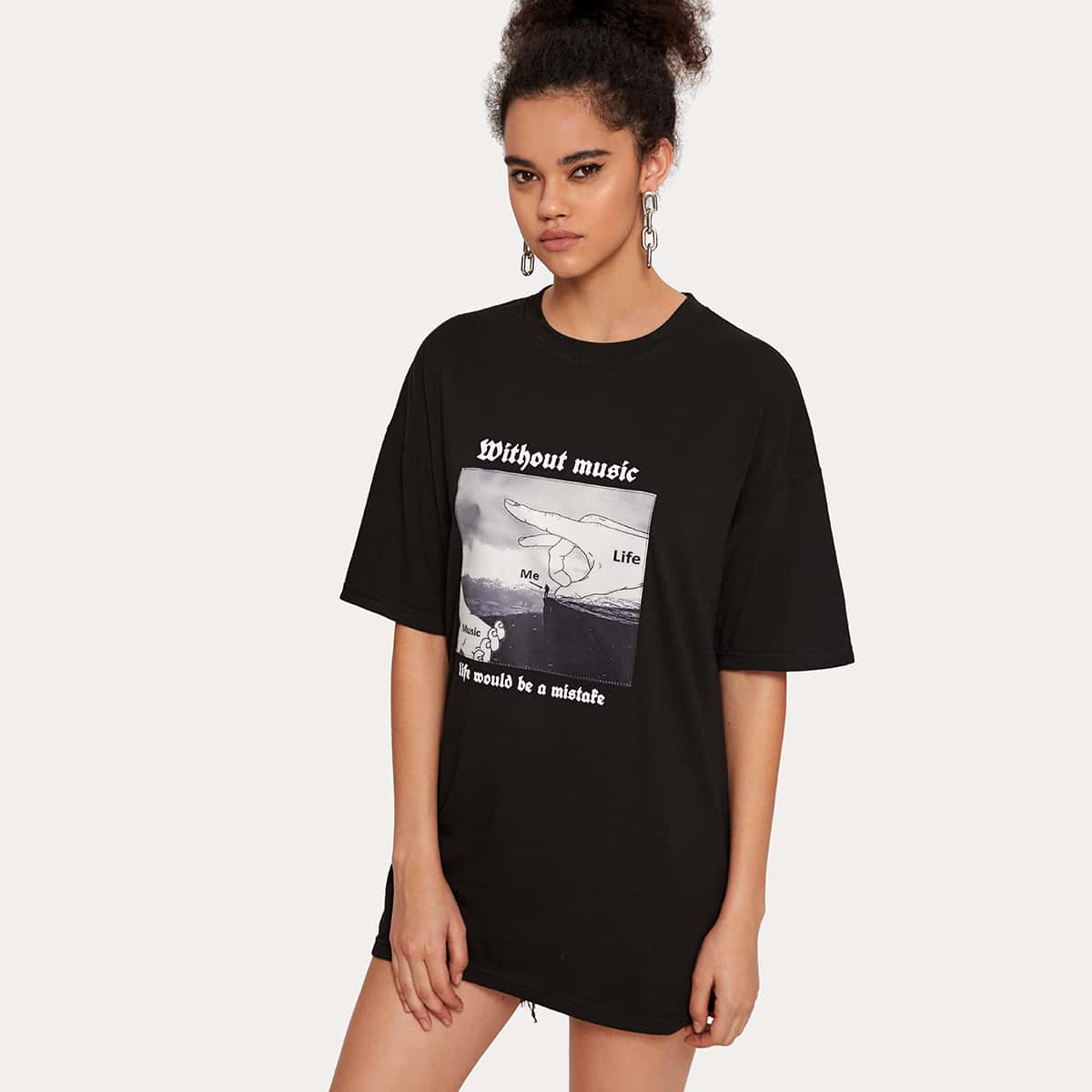 

Hand Graphic Oversized Tee, Black