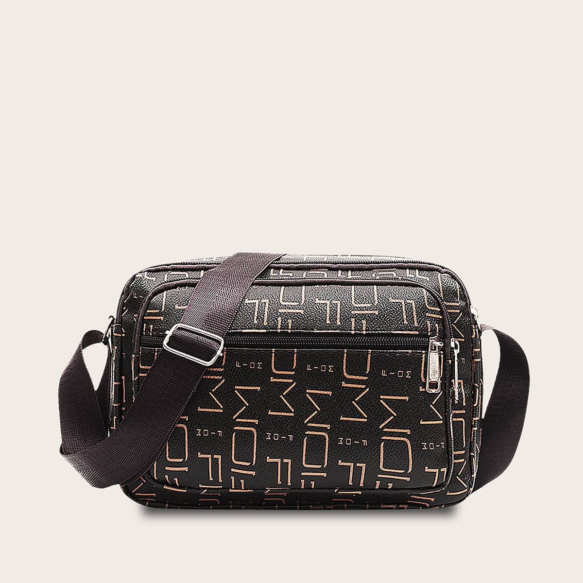 

Letter Graphic Crossbody Bag, Black