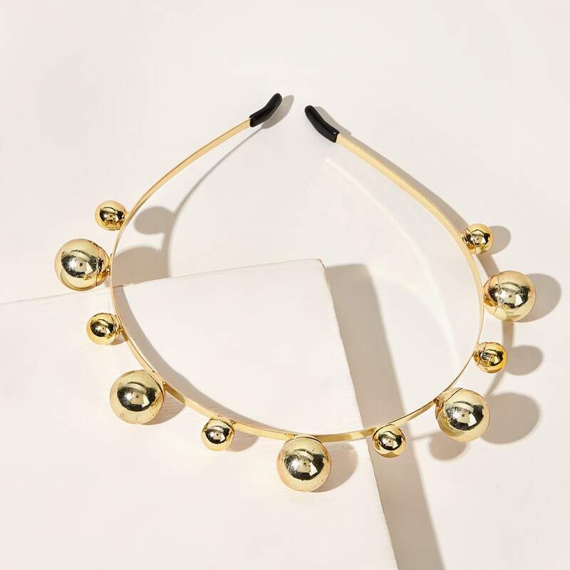 

Metal Ball Decor Hair Hoop, Gold
