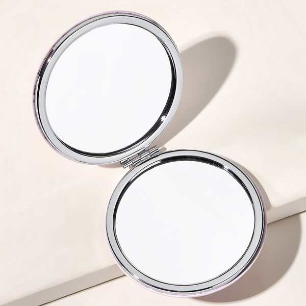 

Круглое складное зеркало с узором единорога, Розовые