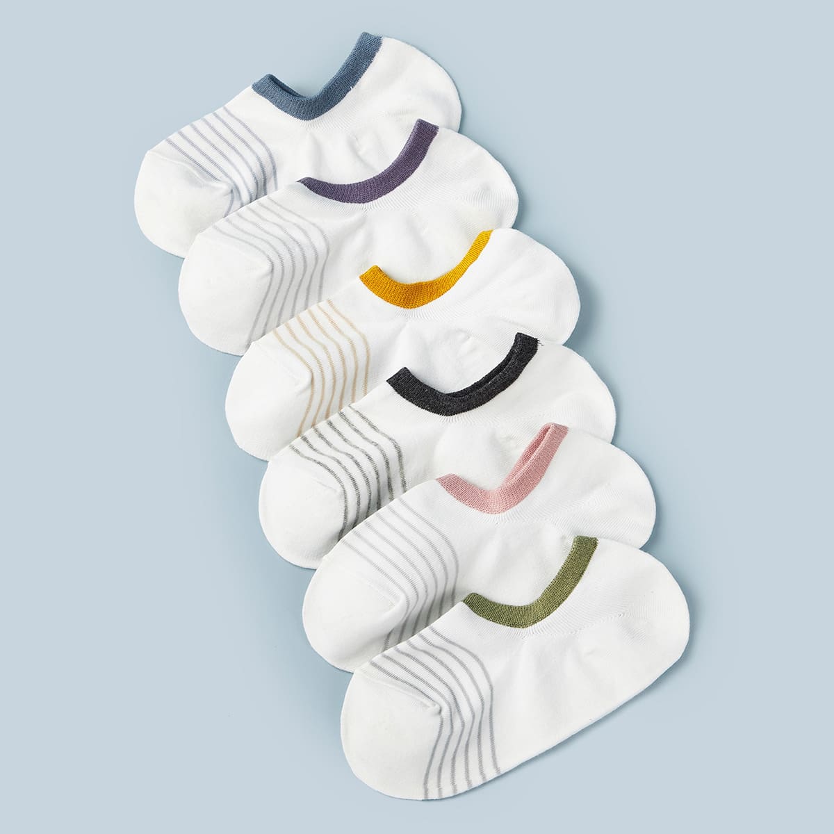 

6pairs Striped Pattern Socks, White