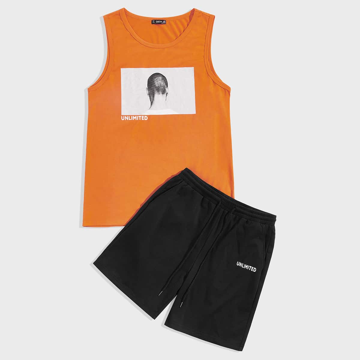 

Guys Figure & Letter Graphic Tank Top & Shorts Set, Multicolor
