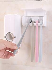 1pc Toothpaste Squeezing Rack & 1pc Toothbrush Holder - Multicolor - View 4