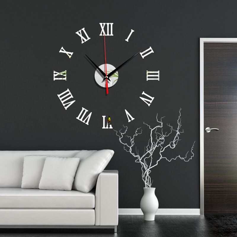 

1pc Roman Numerals Mirror Surface Wall Clock, Multicolor