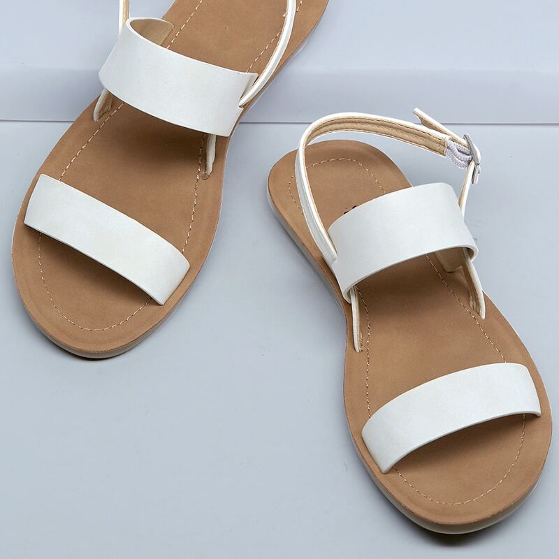 

Two Band Open Toe Heel Strap Sandals, White