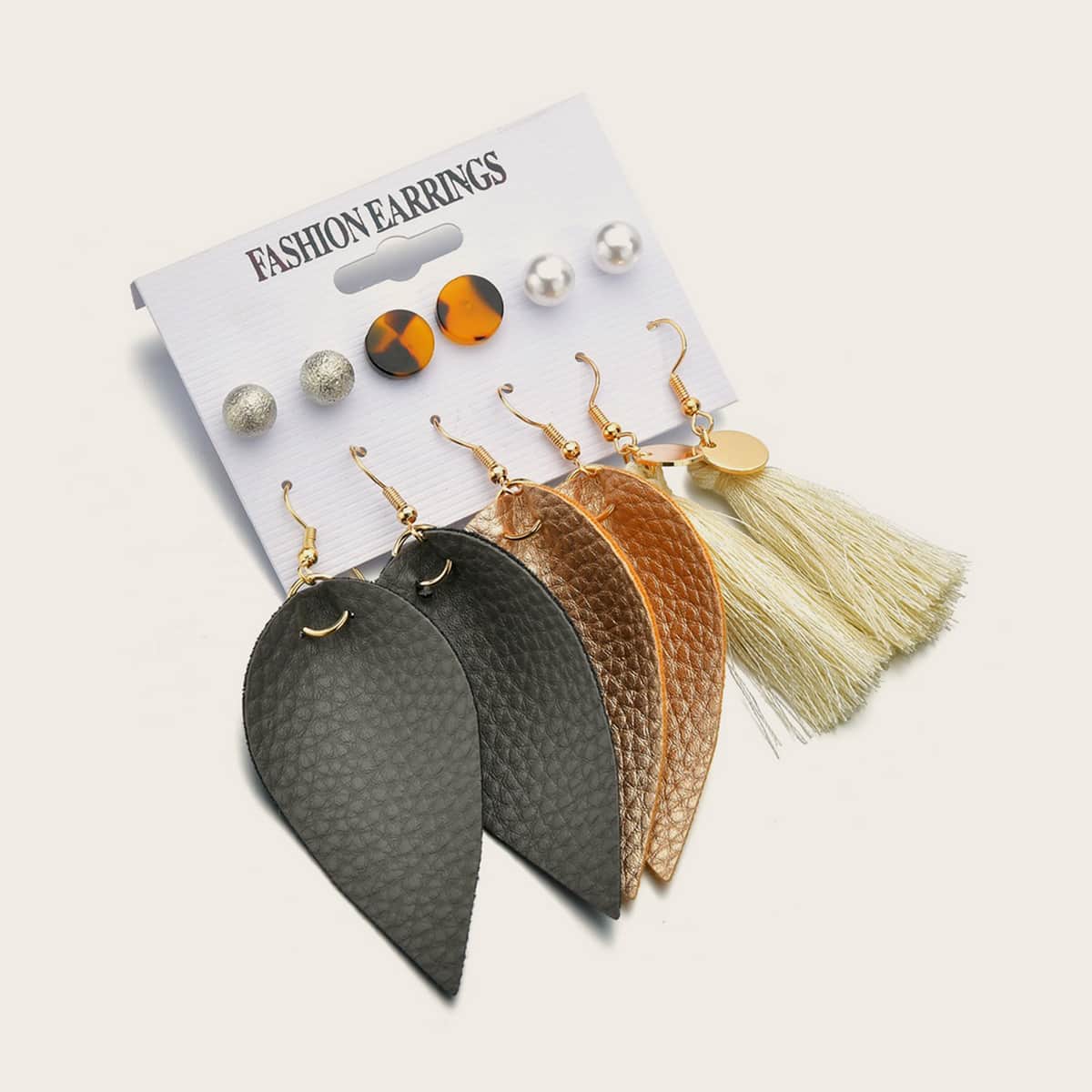 

6pairs Faux Pearl Decor Tassel Drop Earrings, Multicolor