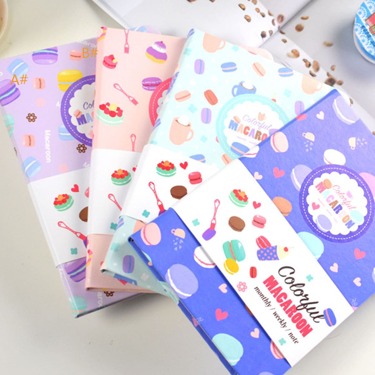 

1pack Macaron Pattern Cover Notebook