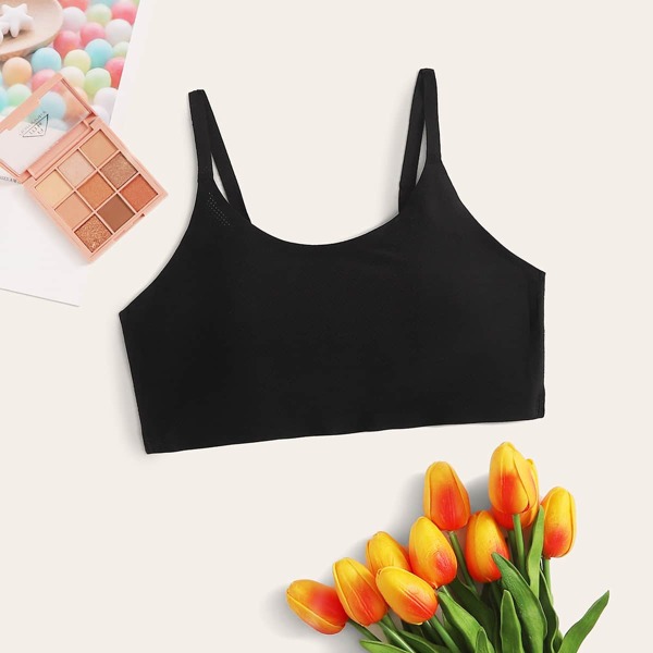 

Adjustable Strap Seamless Bralette, Black