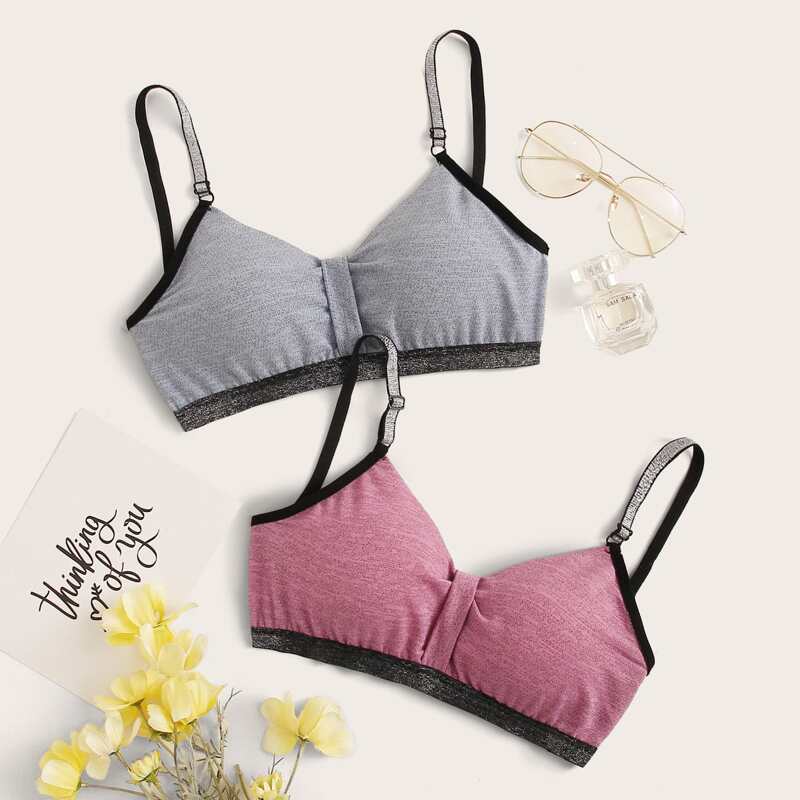 

2pack Glitter Criss Cross Bra Set, Multicolor