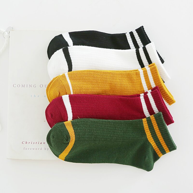 

5pairs Striped Pattern Ankle Socks, Multicolor
