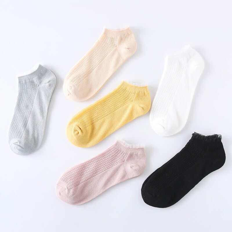 

6pairs Contrast Trim Ankle Socks, Multicolor
