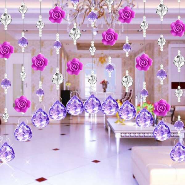 

1M DIY Flower Decor Bead Curtain, Purple