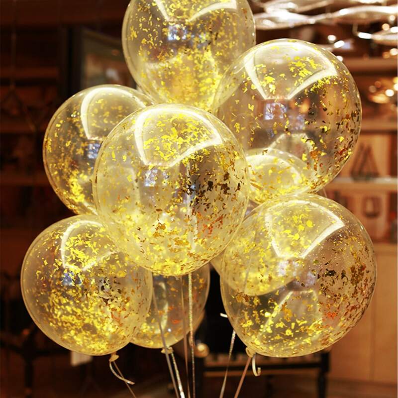

10pcs Confetti Decorative Balloon Set, Gold