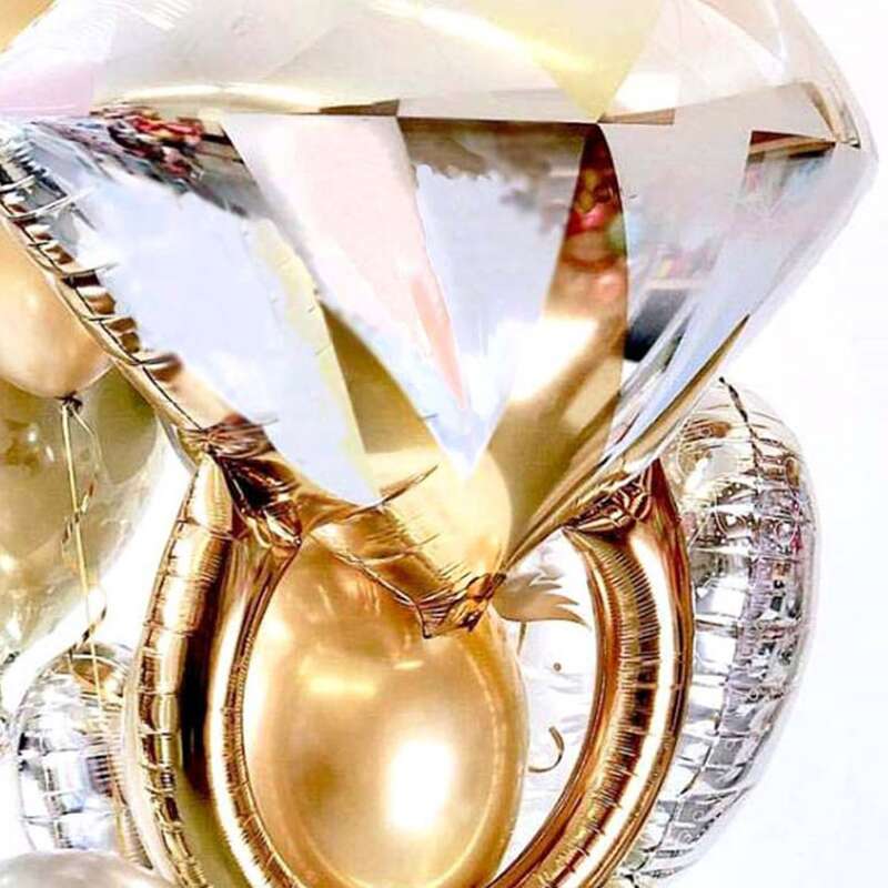 

1pc Diamond Ring Shaped Balloon, Multicolor