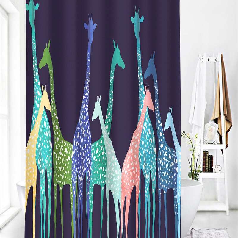 

1pc Animal Print Shower Curtain With 12pcs Hook, Multicolor