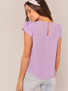 SHEIN Privé Top unicolor de manga pétalo - Morado - Ver 2