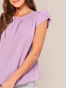 SHEIN Privé Top unicolor de manga pétalo - Morado - Ver 4