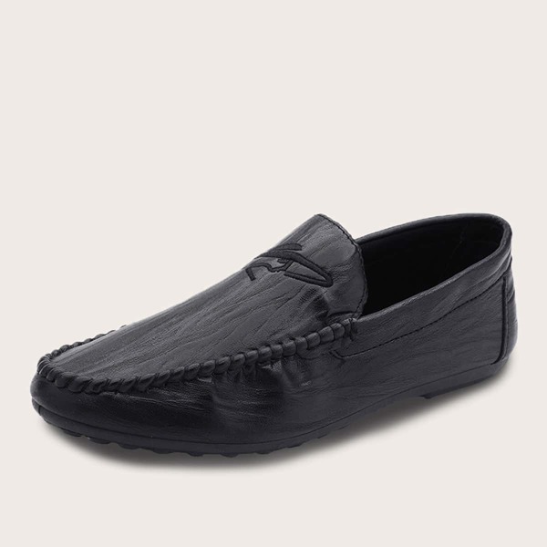 

Men Stitch Detail Loafers, Black