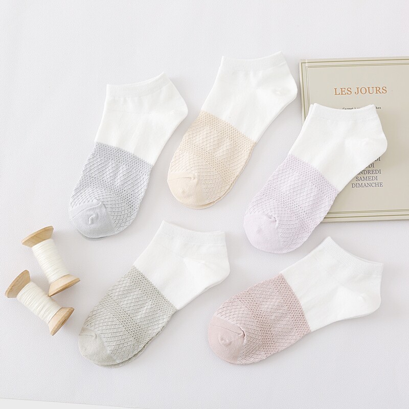 

5pairs Two Tone Socks, Multicolor
