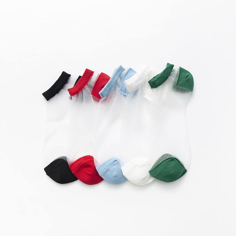 

5pairs Mesh Ankle Socks, Multicolor