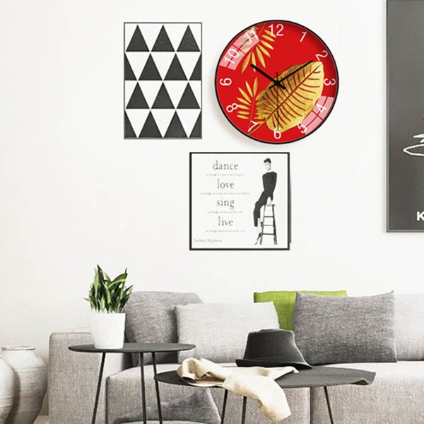 

1pc Pineapple & Leaf Print Wall Clock, Multicolor