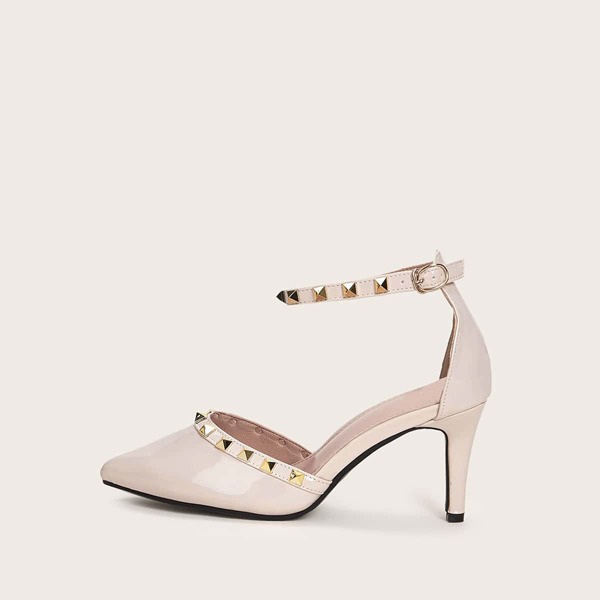

Spiked Decor Point Toe Stiletto Heels, Pink