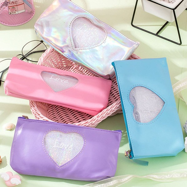 

1pc Heart Pattern Pencil Case, Multicolor