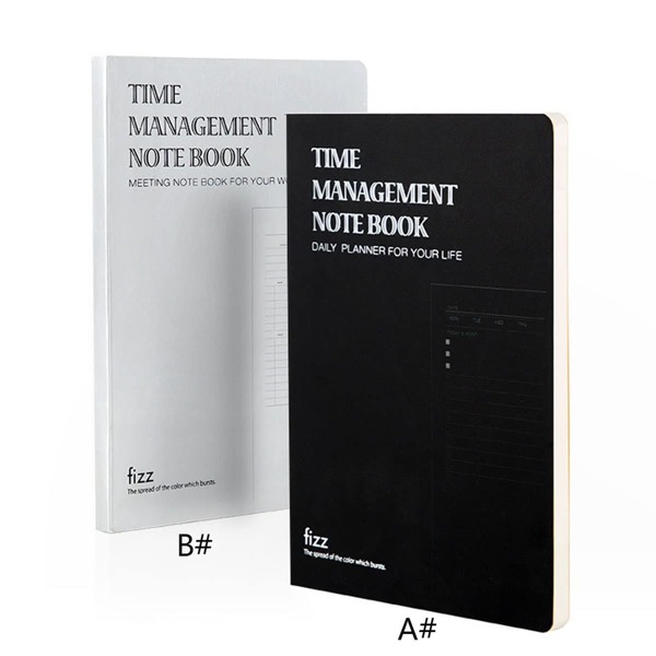 

1pc Slogan Graphic Plan Notebook, Black and white