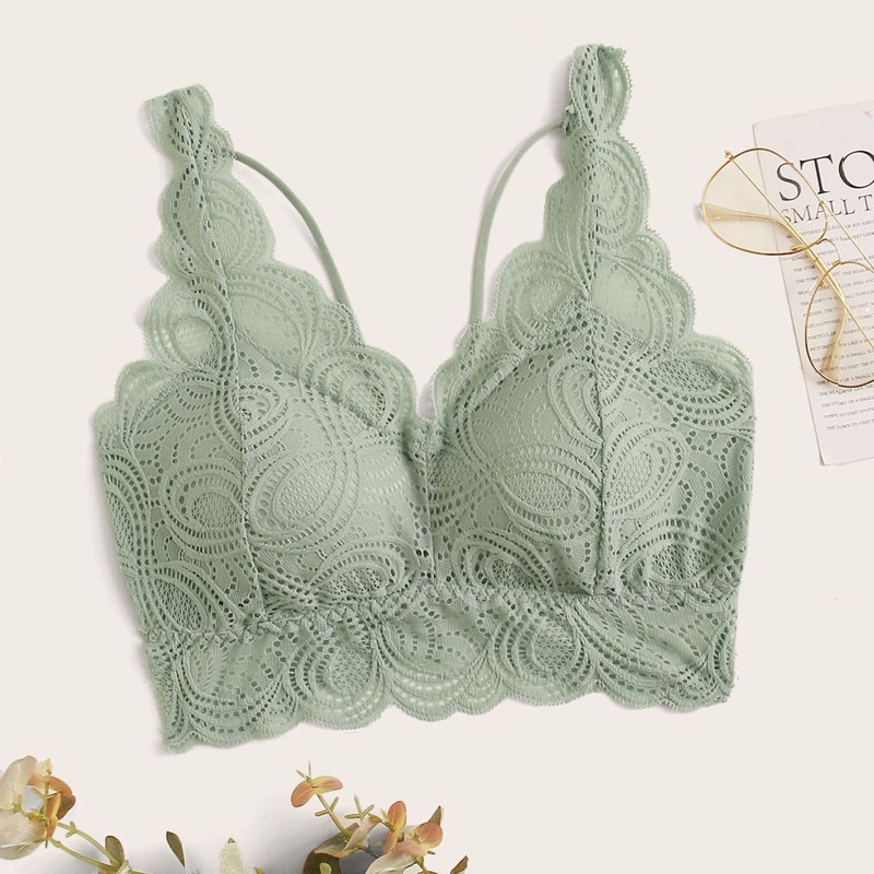 

Scallop Lace Bralette, Green