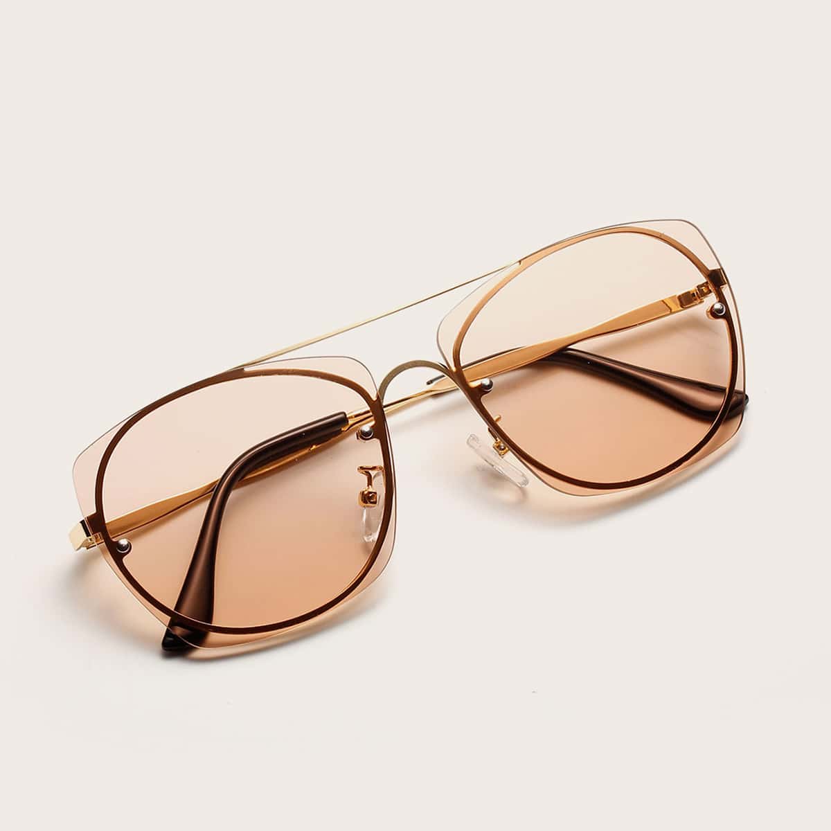 

Top Bar Rimless Sunglasses, Brown