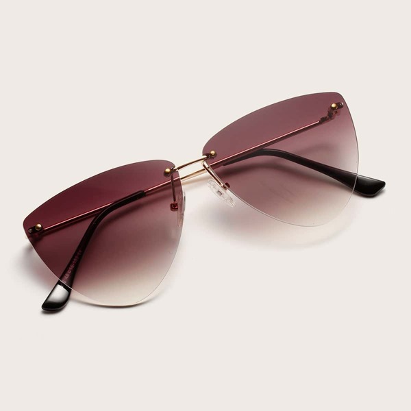 

Screw Decor Rimless Sunglasses, Brown