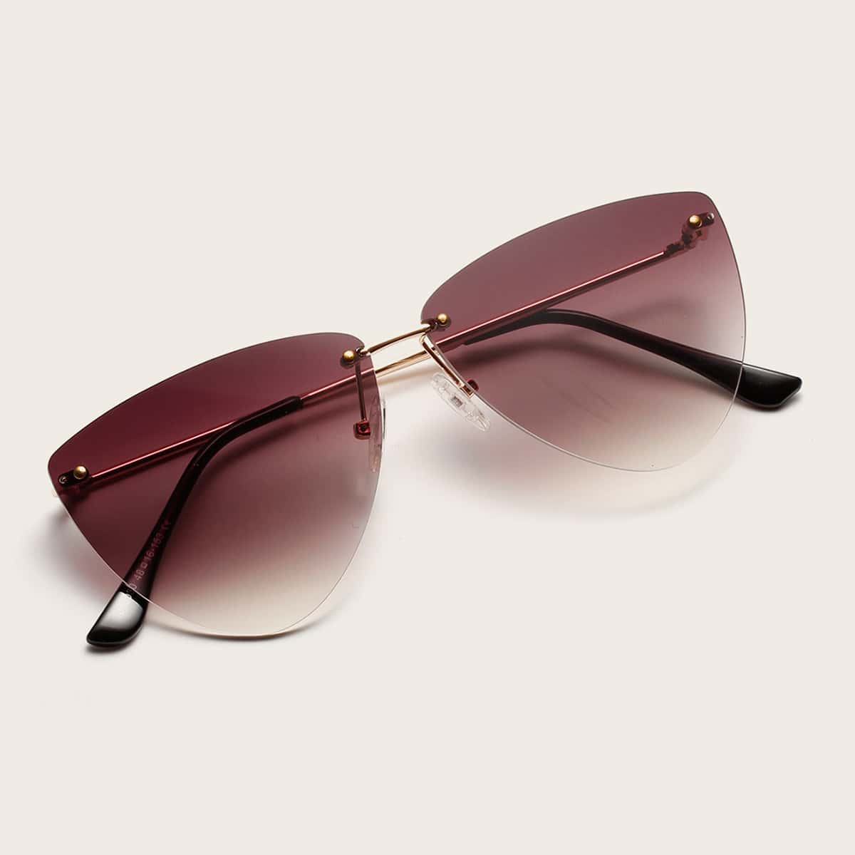 

Screw Decor Rimless Sunglasses, Brown