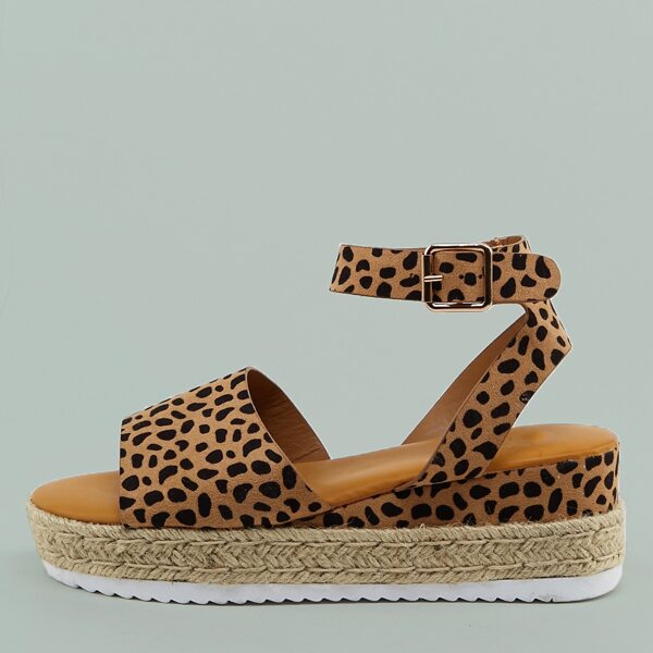 

Cheetah Open Toe Ankle Strap Flatform Sandals, Multicolor