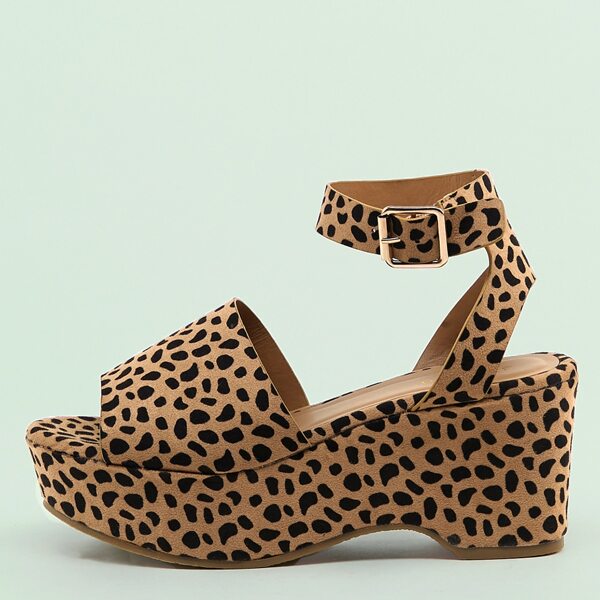 

Cheetah Print Ankle Strap Platform Sandals, Multicolor