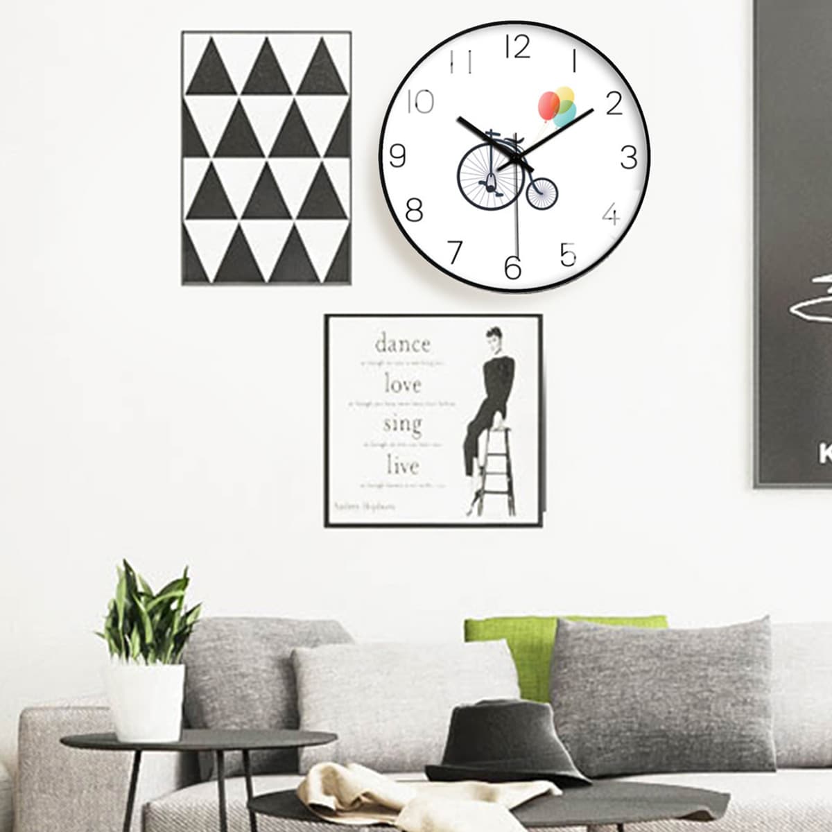 

1pc Bicycle Print Wall Clock, Multicolor