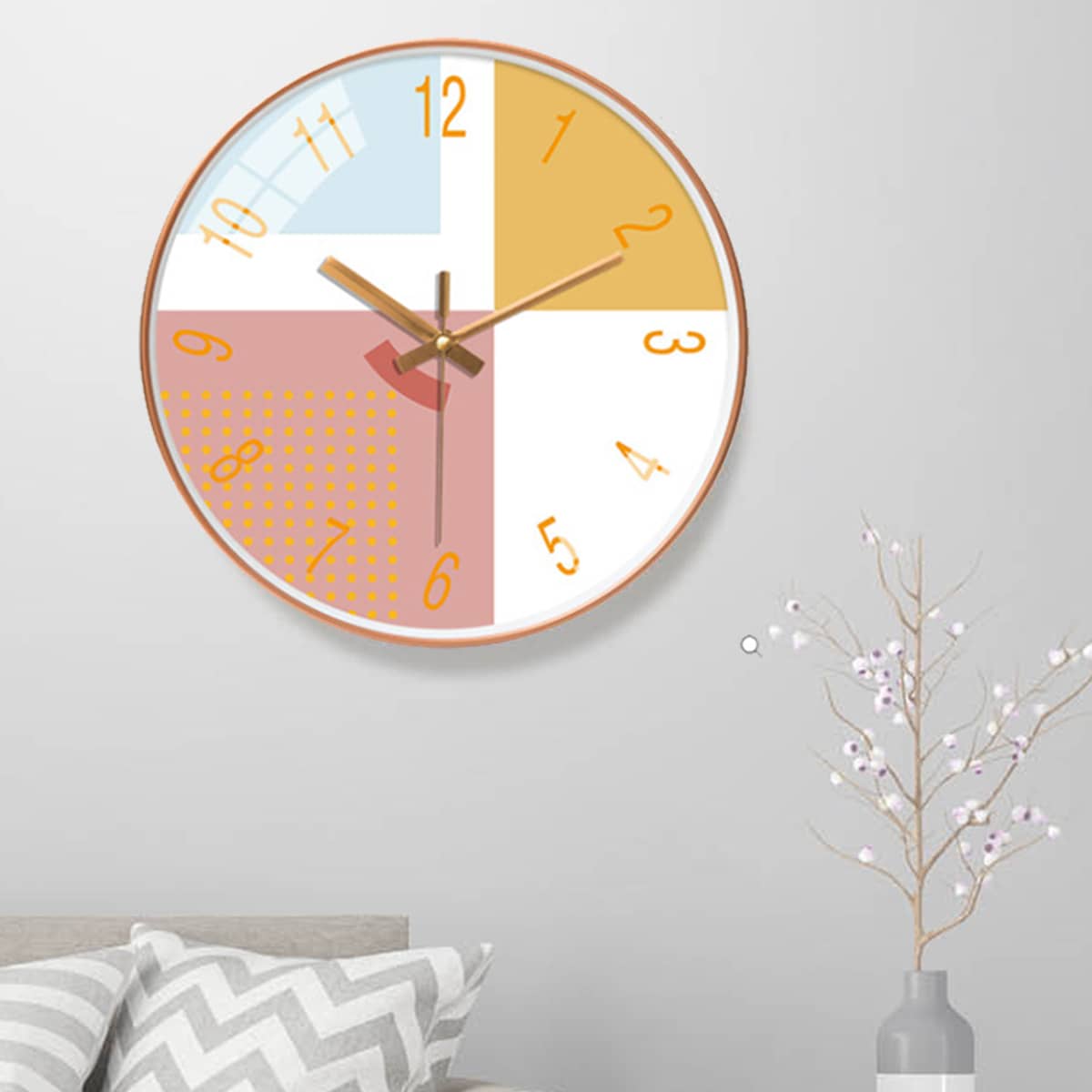 

1pc Color Block Wall Clock, Multicolor