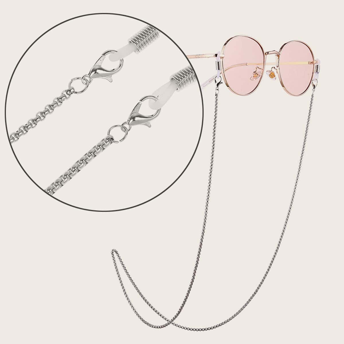 

Guys Metal Glassed Chain, Silver