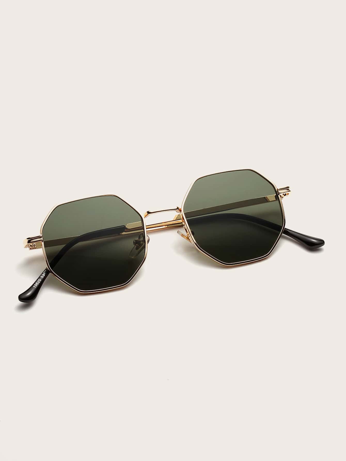 Polygon Shaped Metal Frame Fashion Glasses - Green - View 1