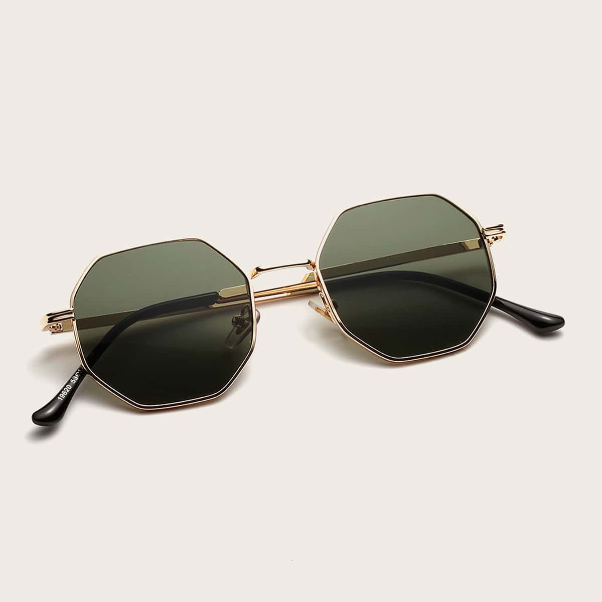 

Polygon Shaped Metal Frame Sunglasses, Green