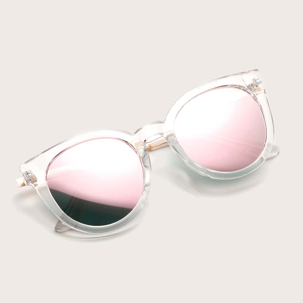 

Cat Eye Transparent Frame Sunglasses, Pink