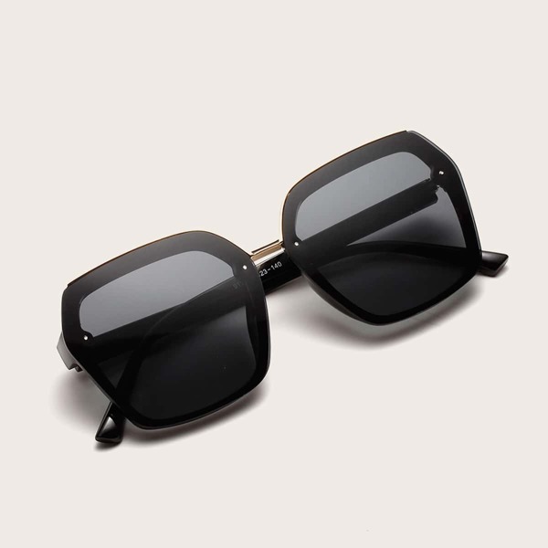 

Metal Detail Acrylic Frame Sunglasses, Black